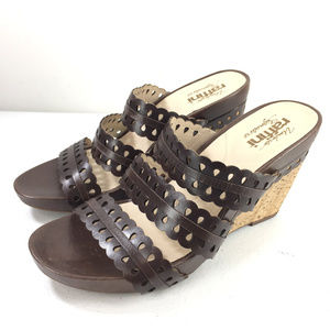 New Raffini 38 8 Brown Leather Wedge Sandals
